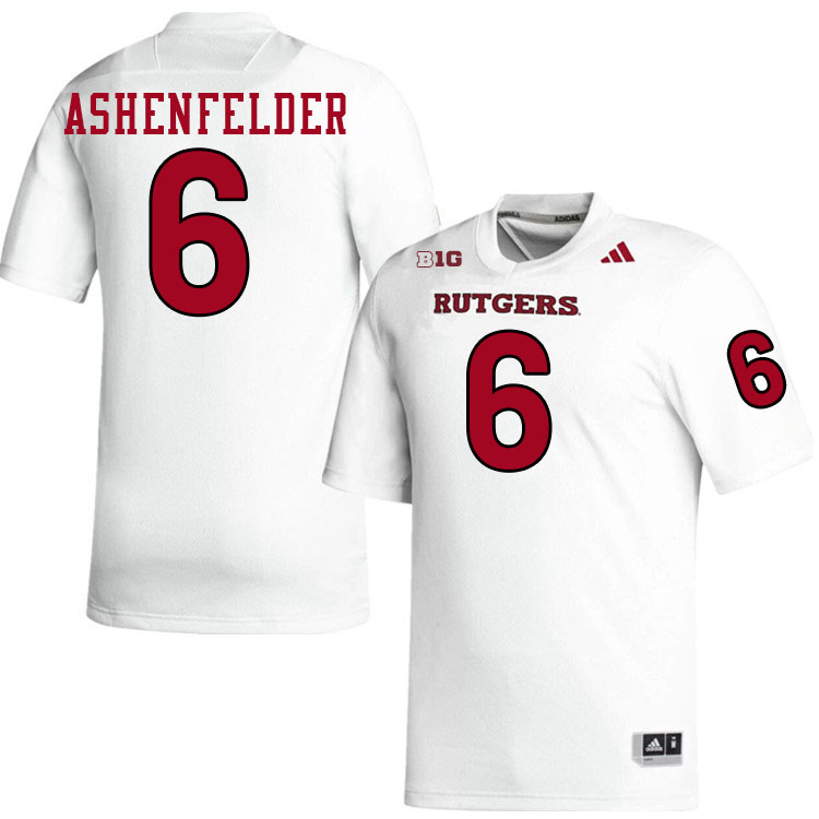 Rutgers Scarlet Knights #6 Sean Ashenfelder College Football Jerseys Stitched-White Rutgers Scarlet Knights #6 Sean Ashenfelder College Football Jerseys Stitched-White